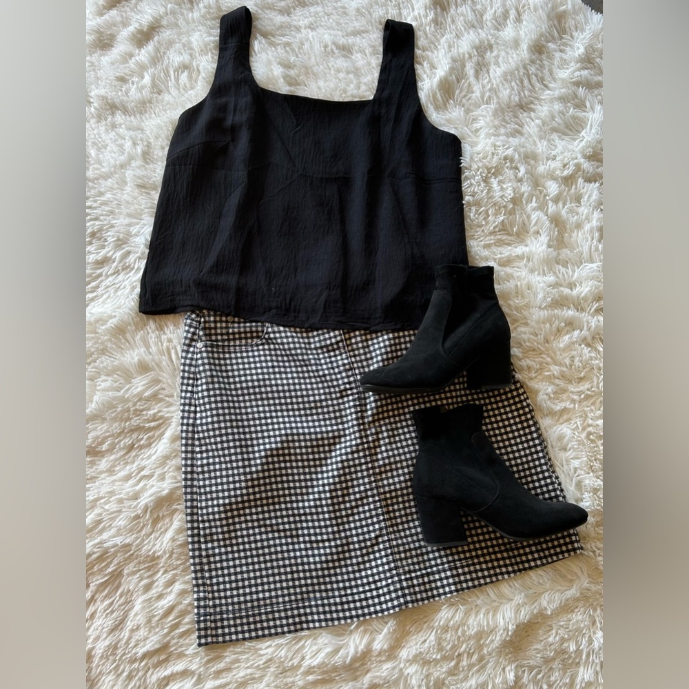 Talbots | Gingham Black & White Old Money Skirt